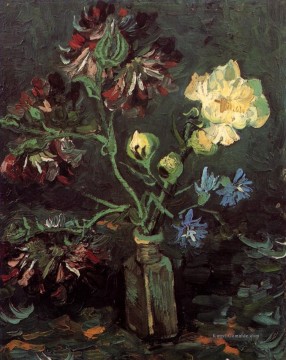  blumen - Vase mit Myosotis und Pfingstrosen Vincent van Gogh impressionistische Blumen 